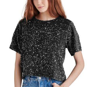 Steve Madden Black Sequin Velvet Top NWT Medium